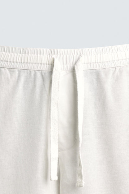 Relaxed Fit Cotton Linen Trousers (Off-White)