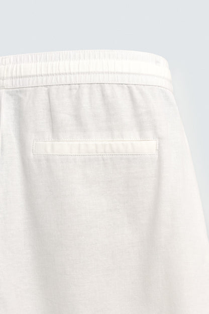 Relaxed Fit Cotton Linen Trousers (Off-White)
