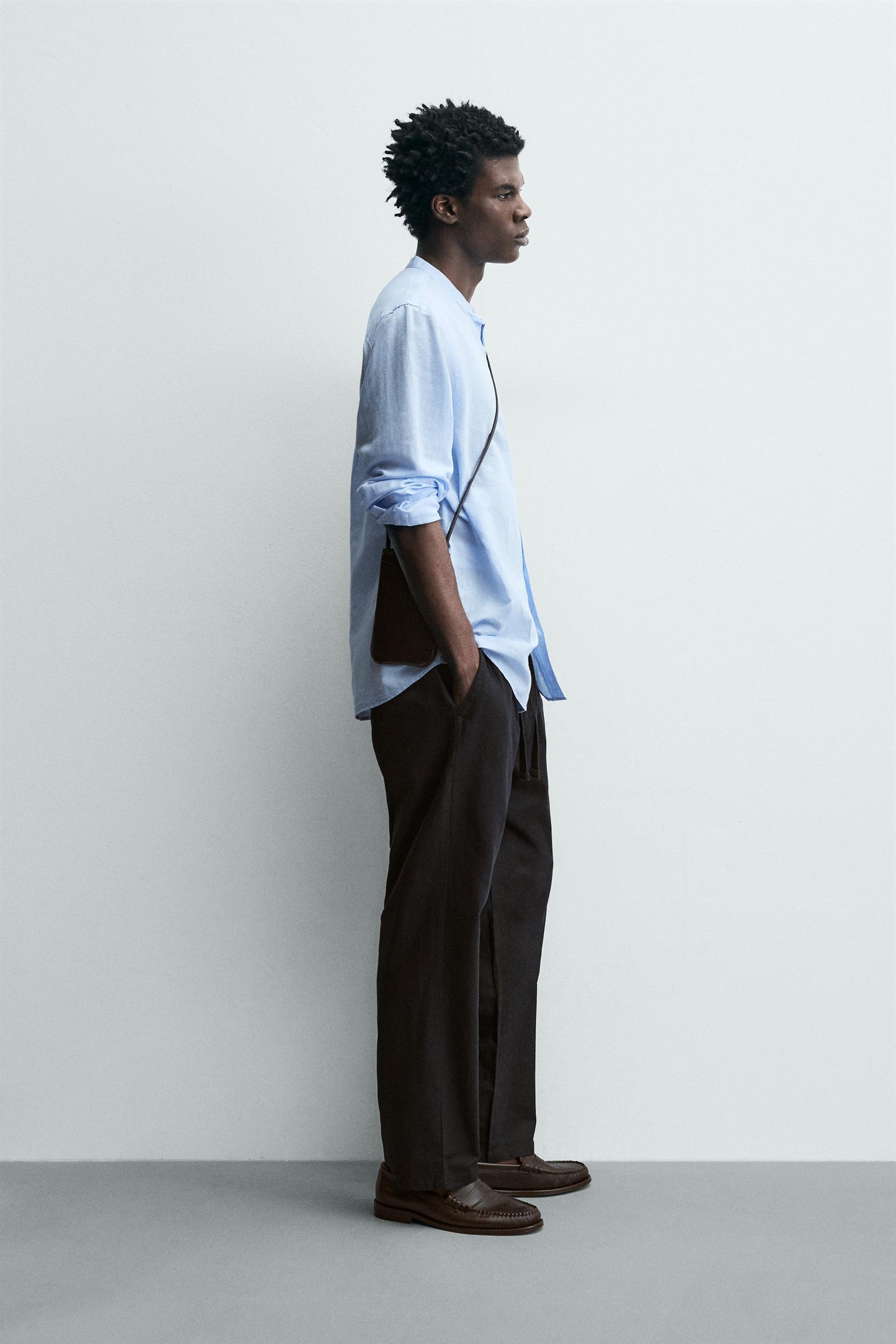 Relaxed Fit Cotton Linen Trousers (Black)