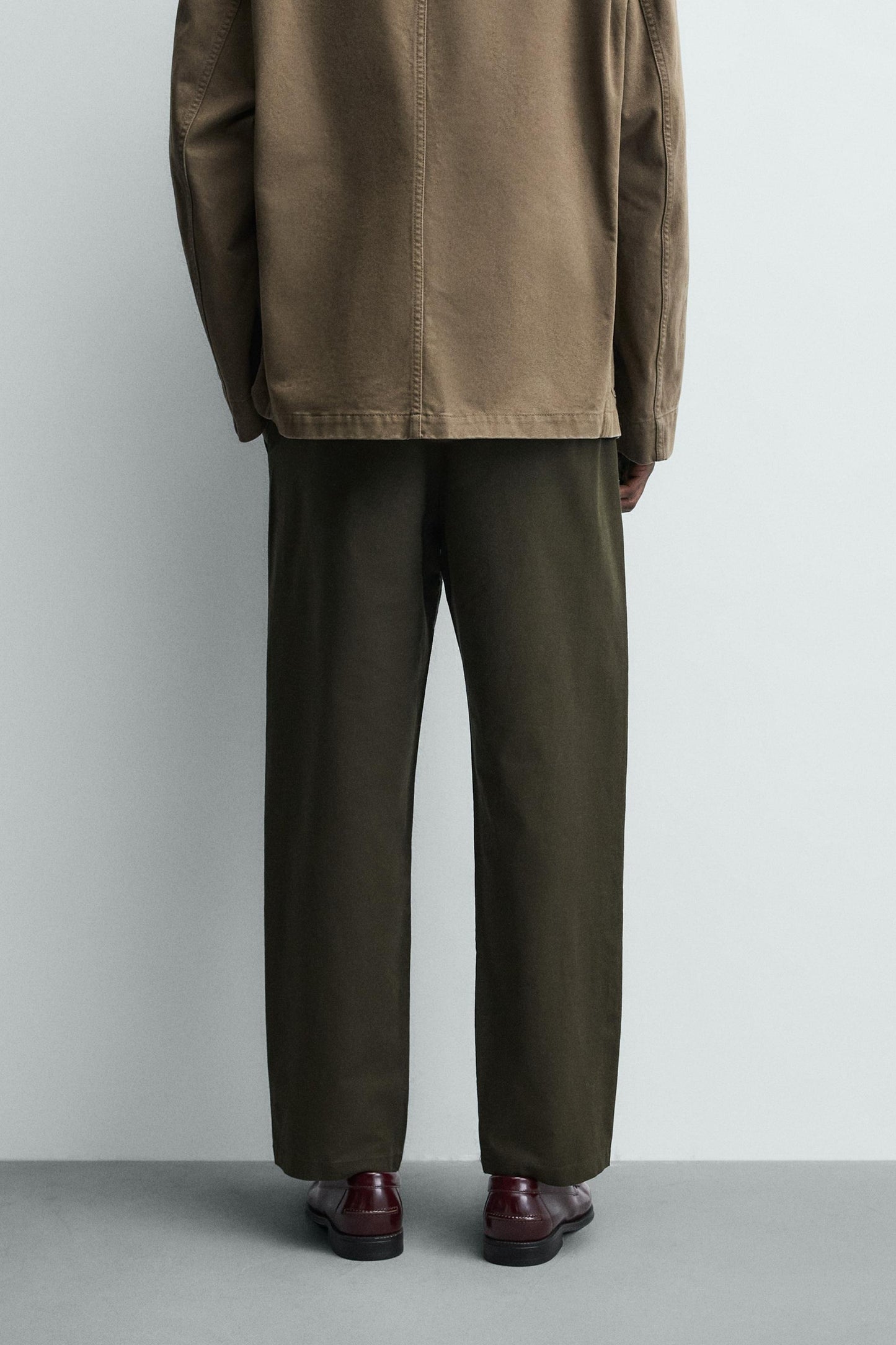 Relaxed Fit Cotton Linen Trousers (Olive)