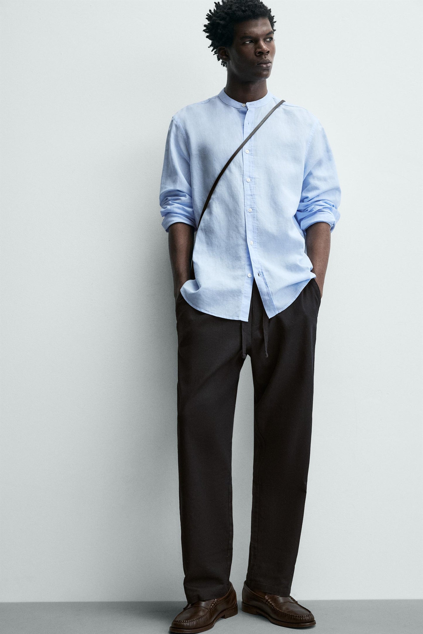 Relaxed Fit Cotton Linen Trousers (Black)