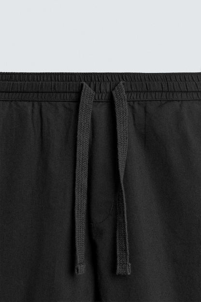 Relaxed Fit Cotton Linen Trousers (Black)
