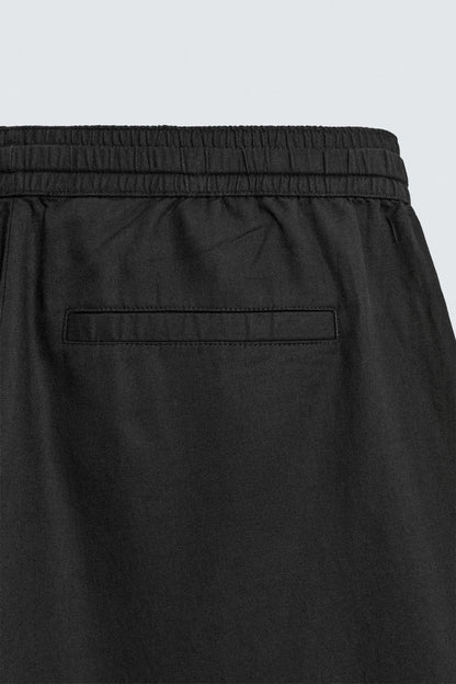 Relaxed Fit Cotton Linen Trousers (Black)