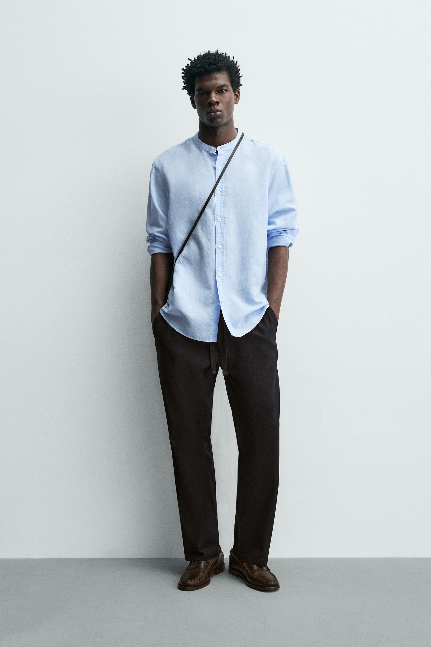 Relaxed Fit Cotton Linen Trousers (Black)