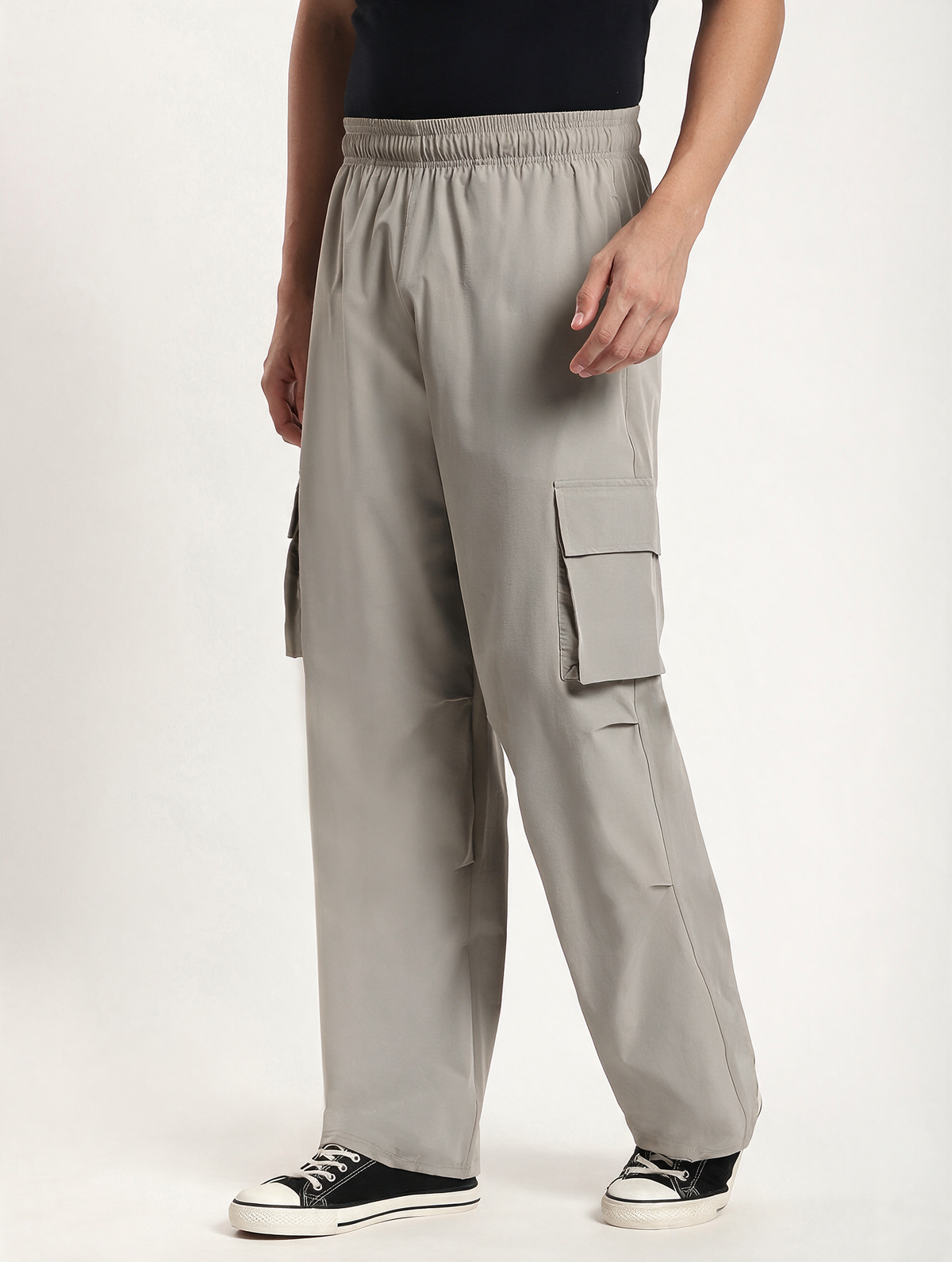 Plus Size Cargo Pants for Men (Ecru)