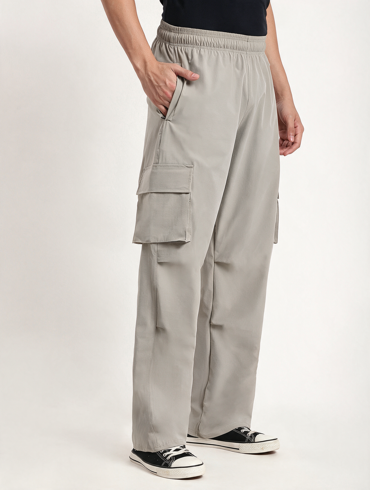 Plus Size Cargo Pants for Men (Ecru)