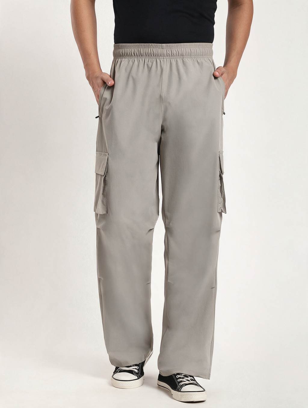 Plus Size Cargo Pants for Men (Ecru)