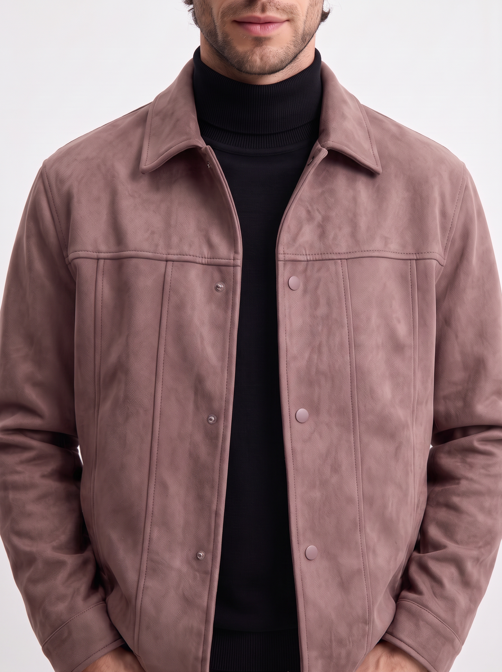 Suede Snap Jacket (Mauve)