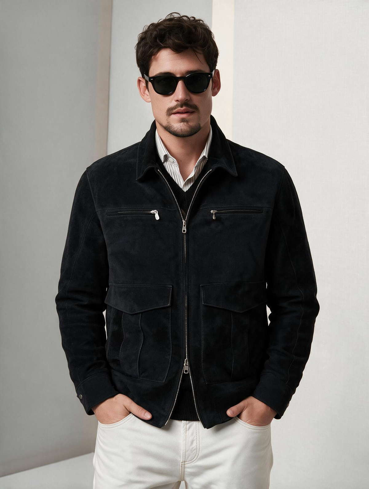 Suede Safari Zipper Jacket
