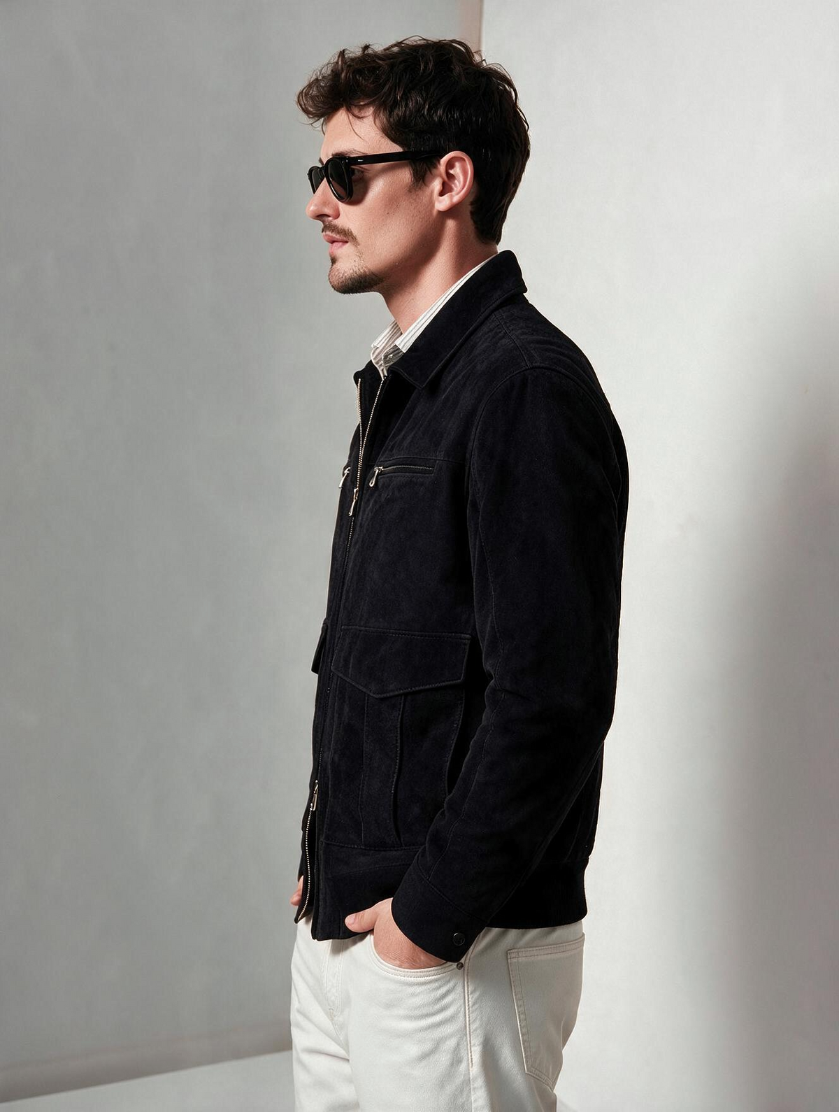Suede Safari Zipper Jacket