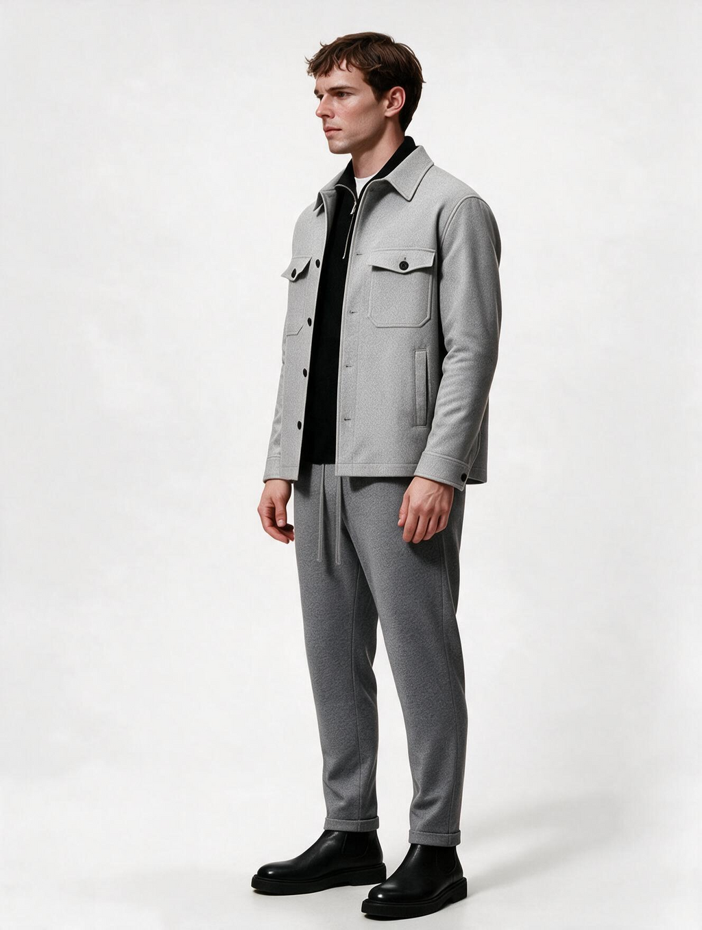 Grey Tweed Cargo Jacket