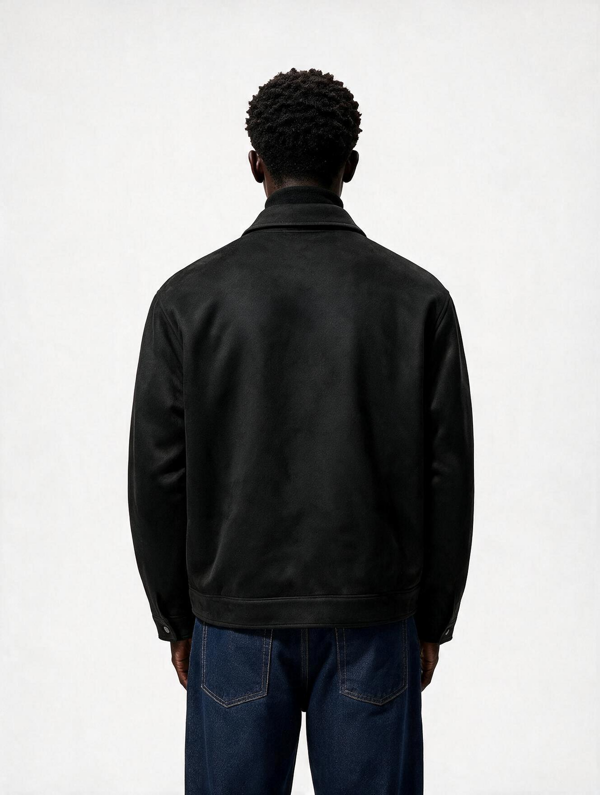 Suede Snap Jacket (Black)