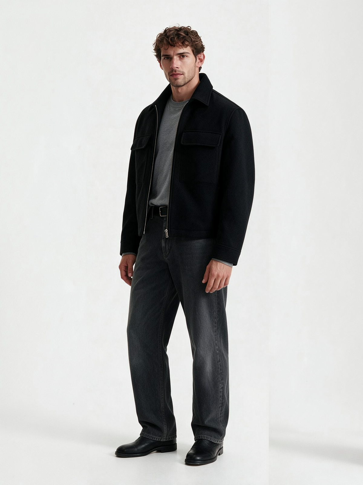 Cargo Tweed Jacket (Black)