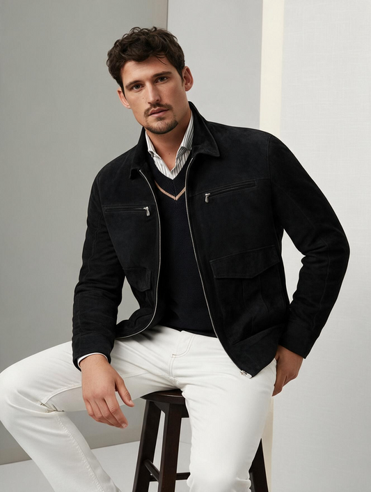 Suede Safari Zipper Jacket