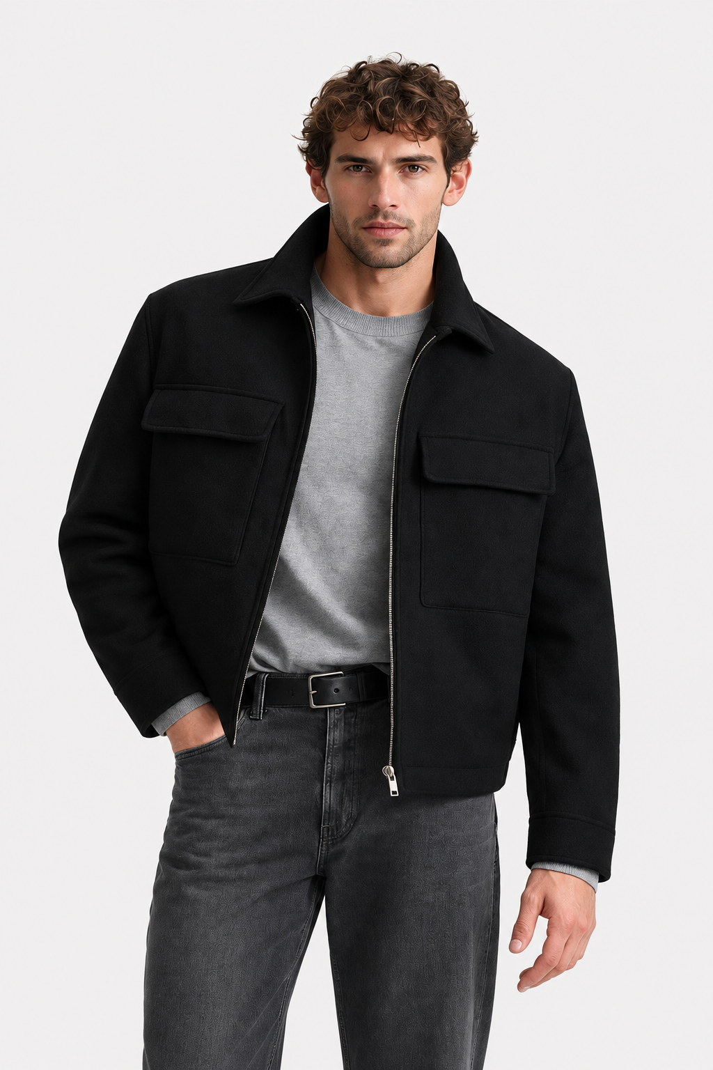 Cargo Tweed Jacket (Black)