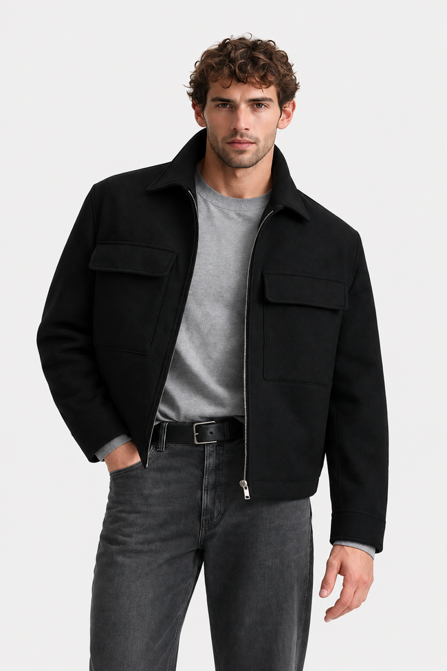 Cargo Tweed Jacket (Black)