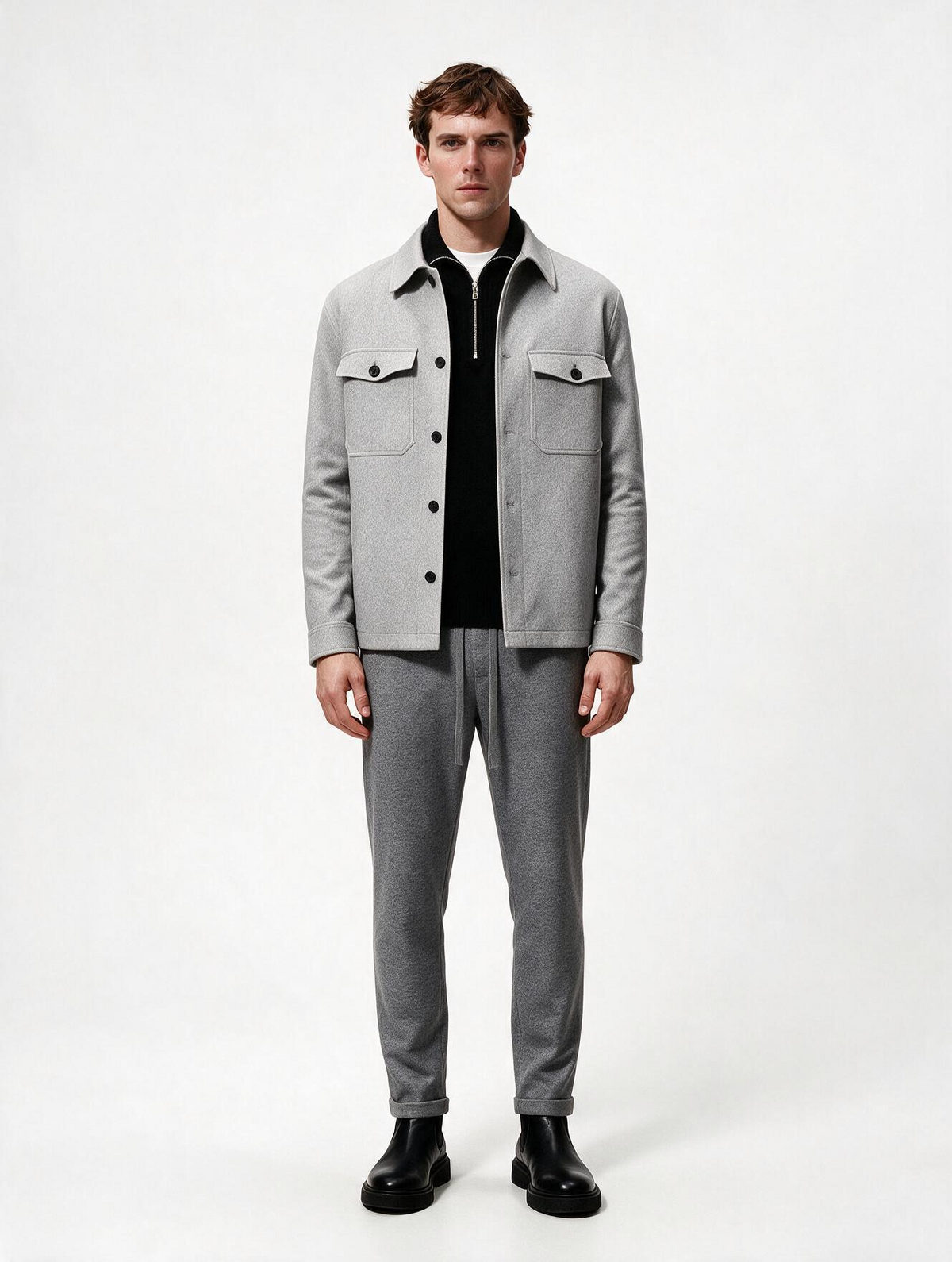 Grey Tweed Cargo Jacket
