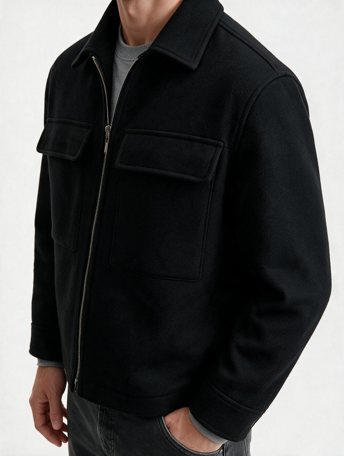 Cargo Tweed Jacket (Black)