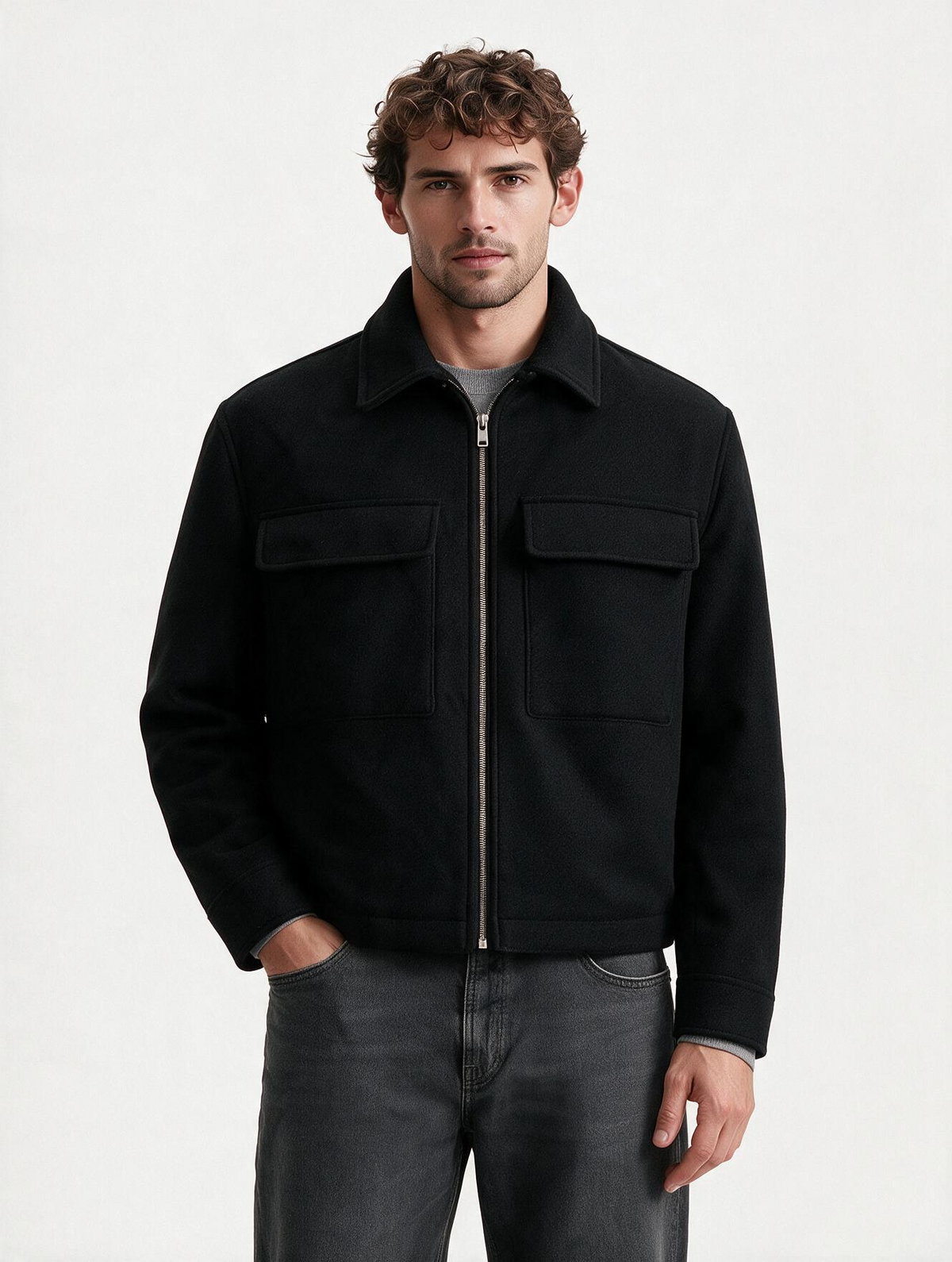 Cargo Tweed Jacket (Black)