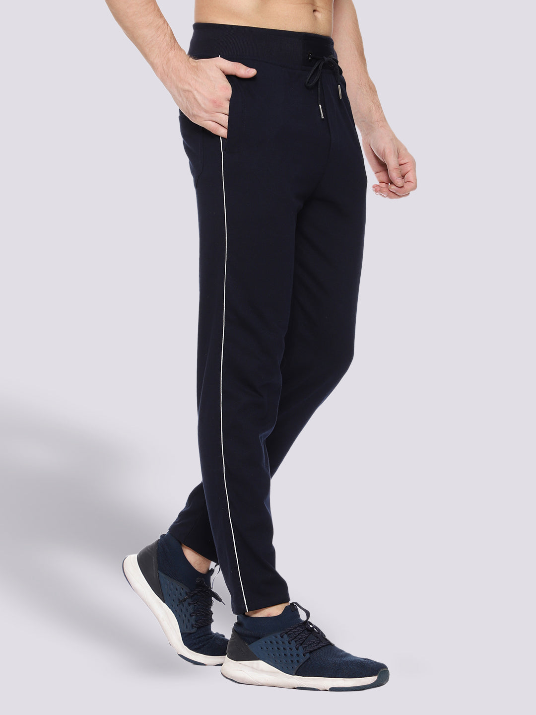 Navy Blue Cotton Track Pant For Men