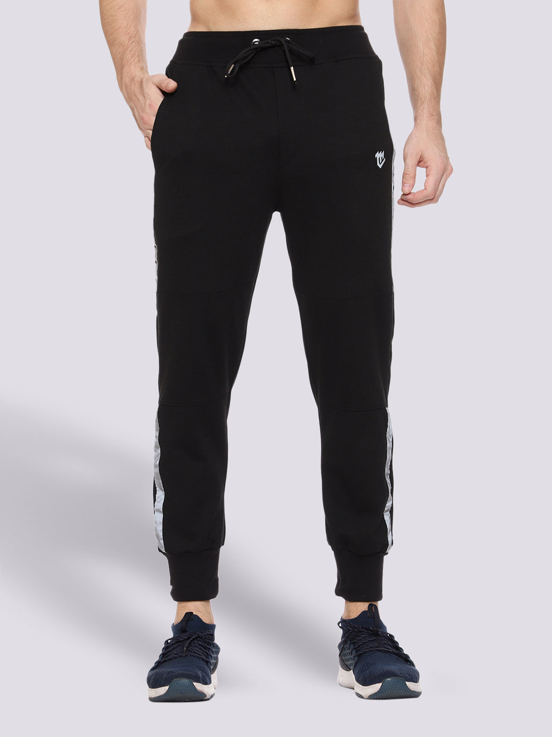 Reflective Cotton Track Pant For Men (Black)