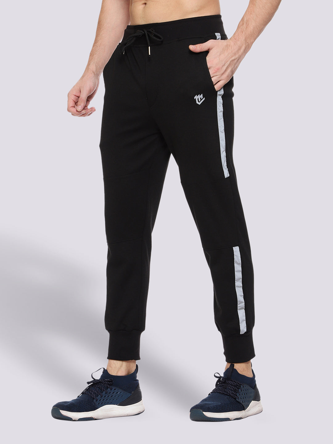 Reflective Cotton Track Pant For Men (Black)
