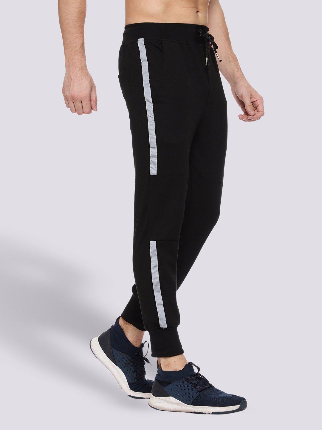 Reflective Cotton Track Pant For Men (Black)