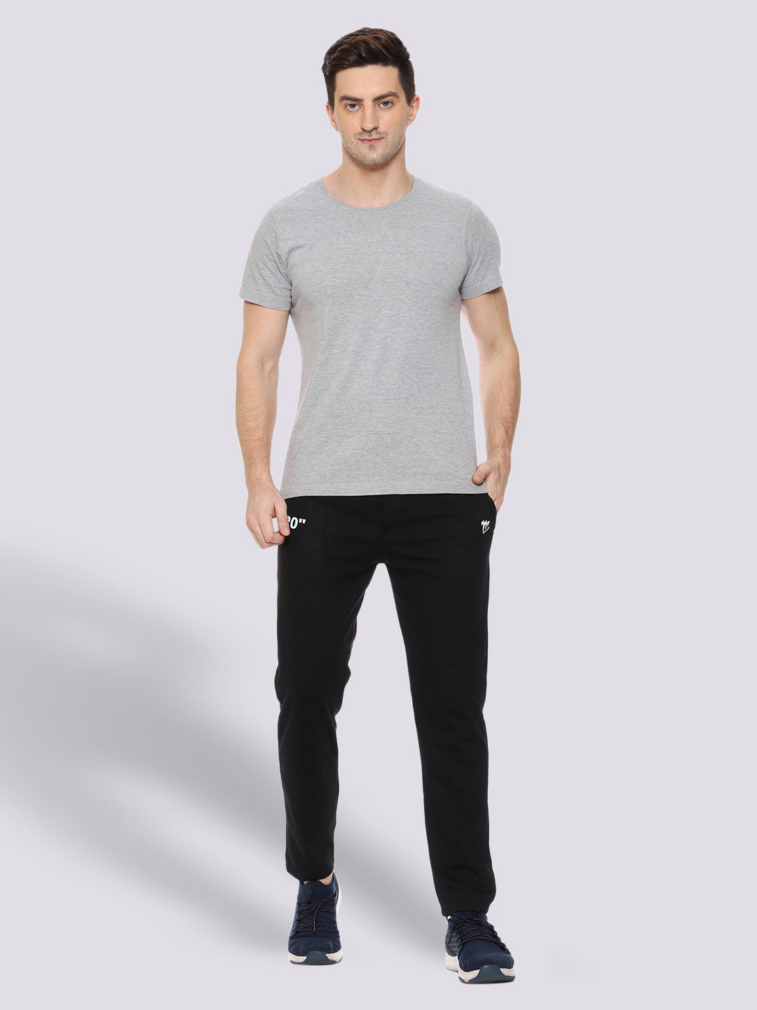 Black Reflective Cotton Track Pant For Men