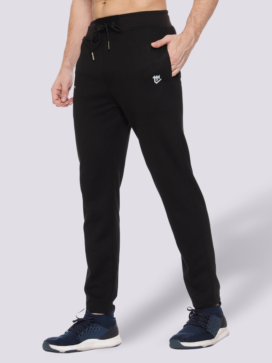 Black Reflective Cotton Track Pant For Men