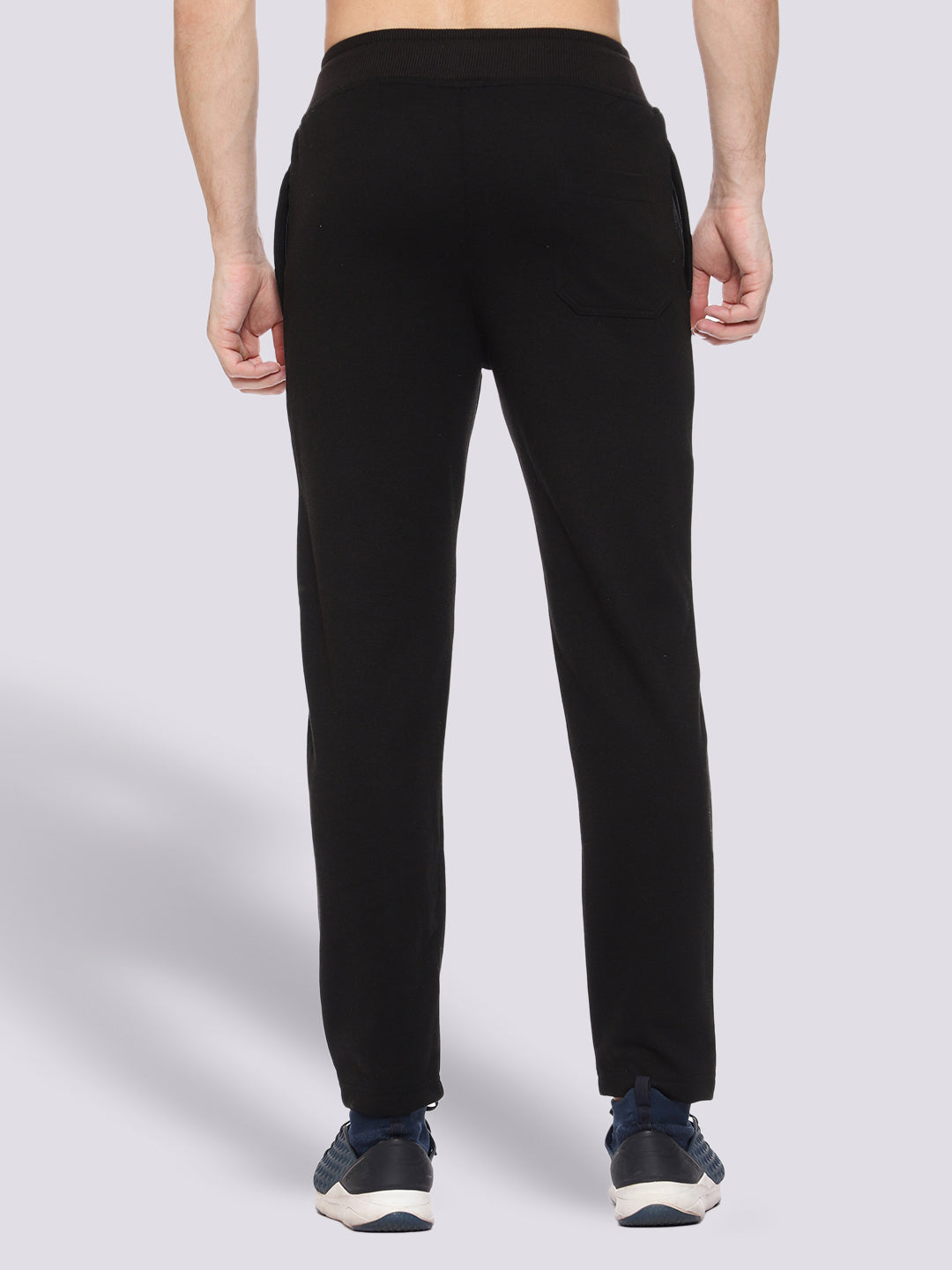 Black Reflective Cotton Track Pant For Men