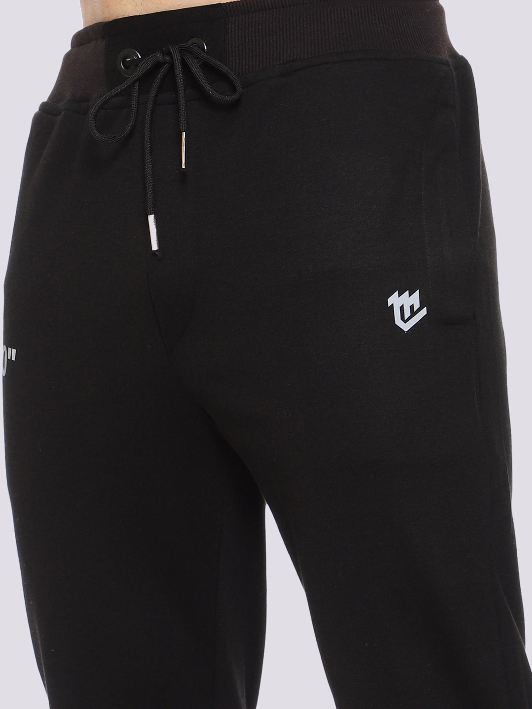 Black Reflective Cotton Track Pant For Men