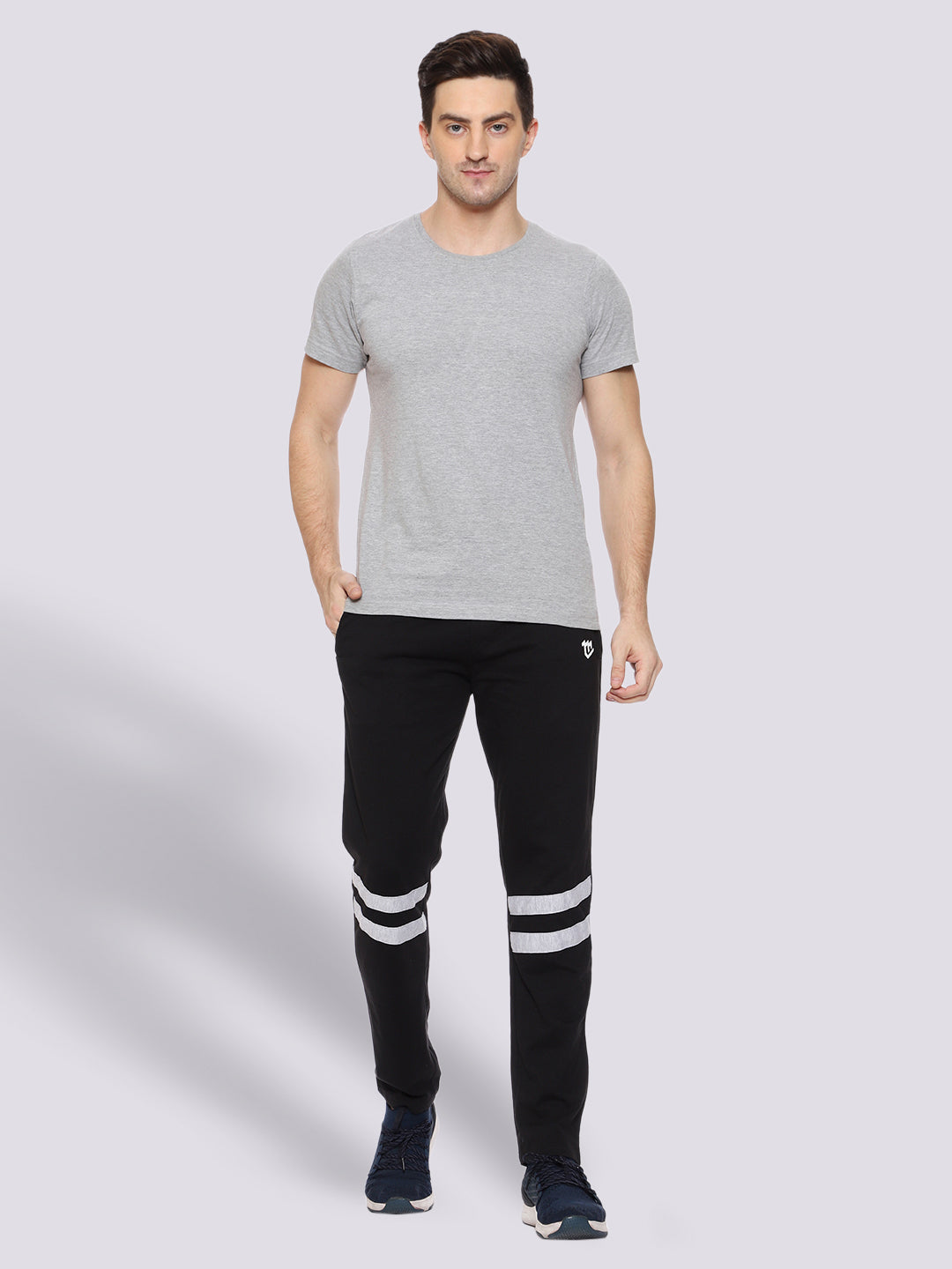 Striped Cotton Black Track Pant for Men.