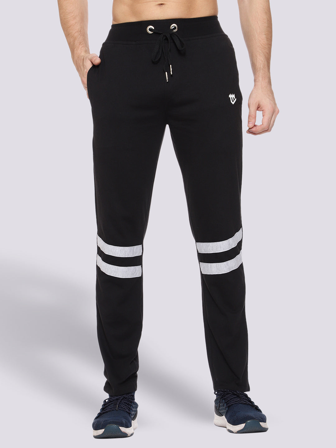 Striped Cotton Black Track Pant for Men.