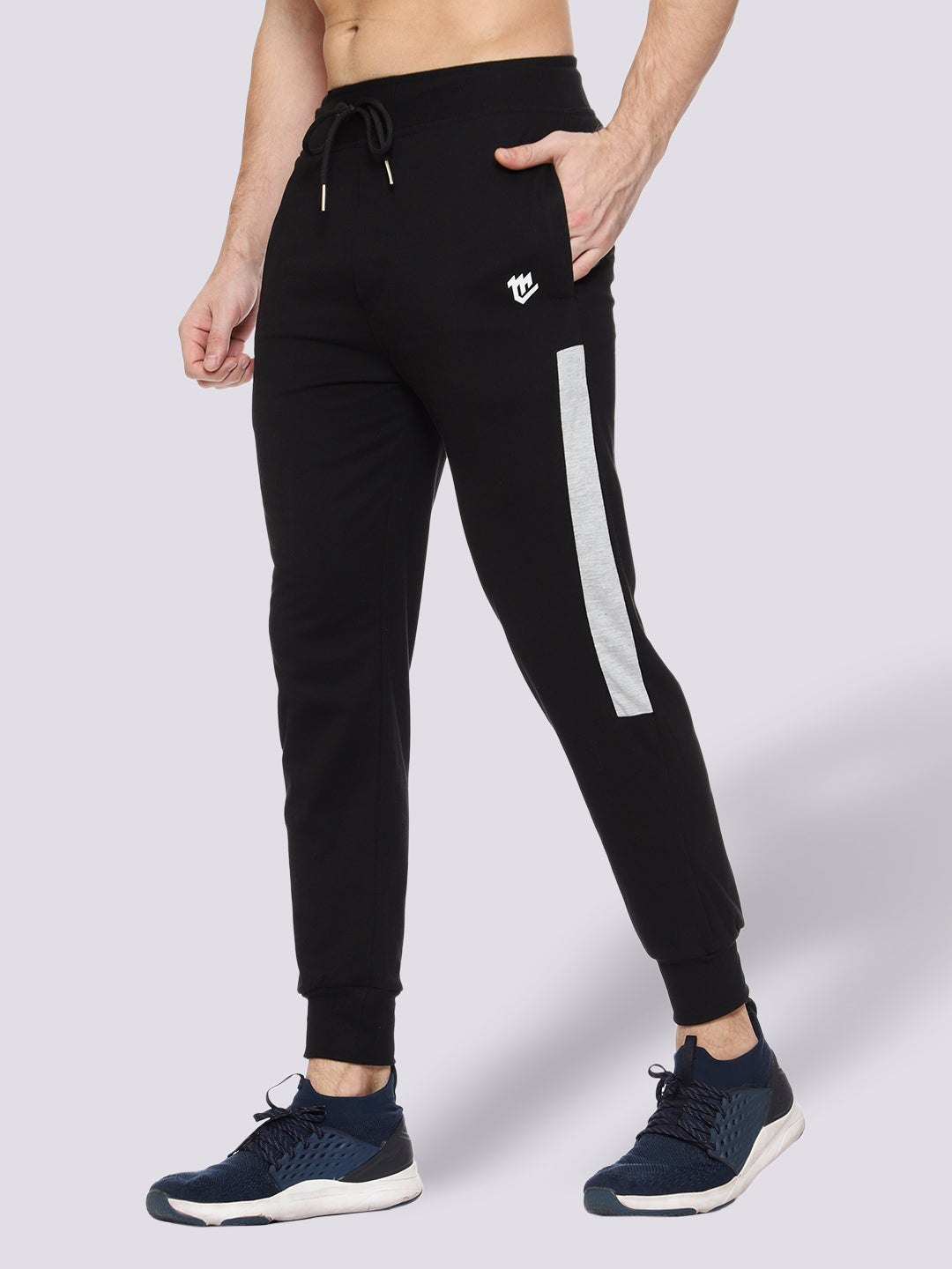 Black Close Bottom Cotton Track Pant for Men