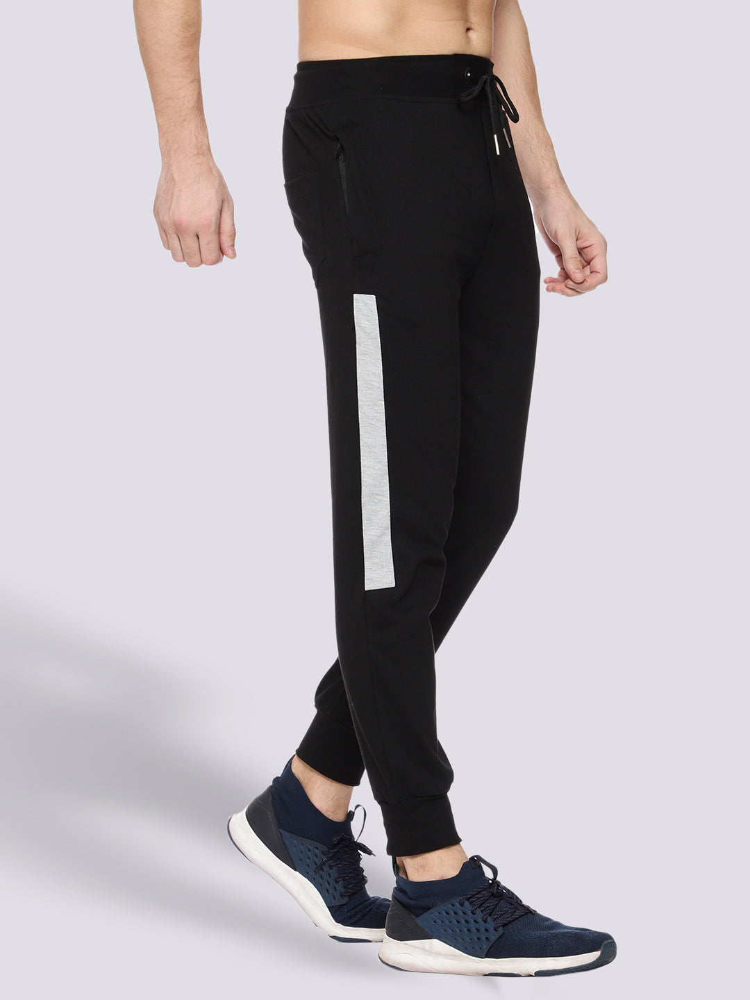 Black Close Bottom Cotton Track Pant for Men