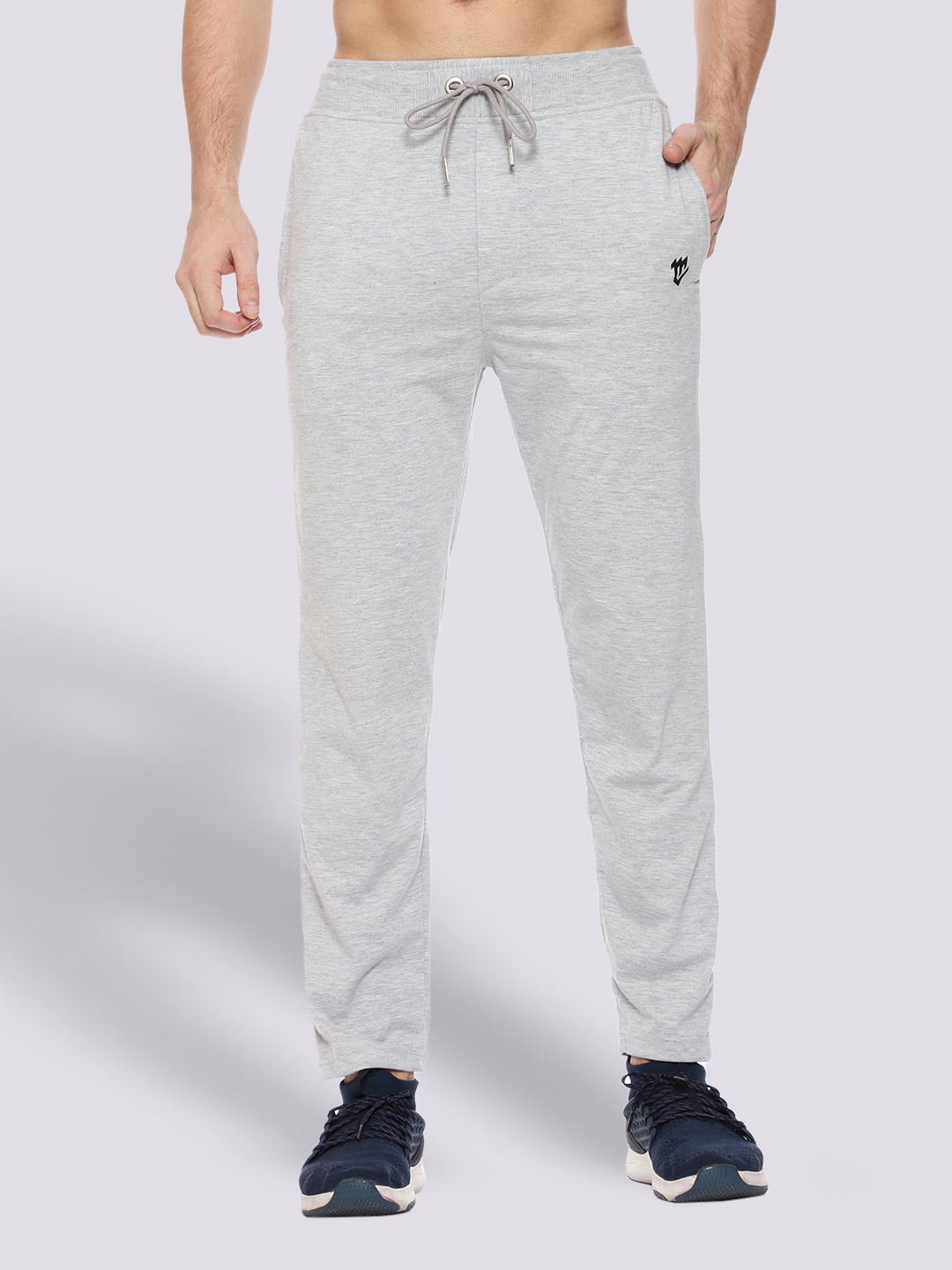 Grey Color-Blocked Cotton Track Pant for Men.