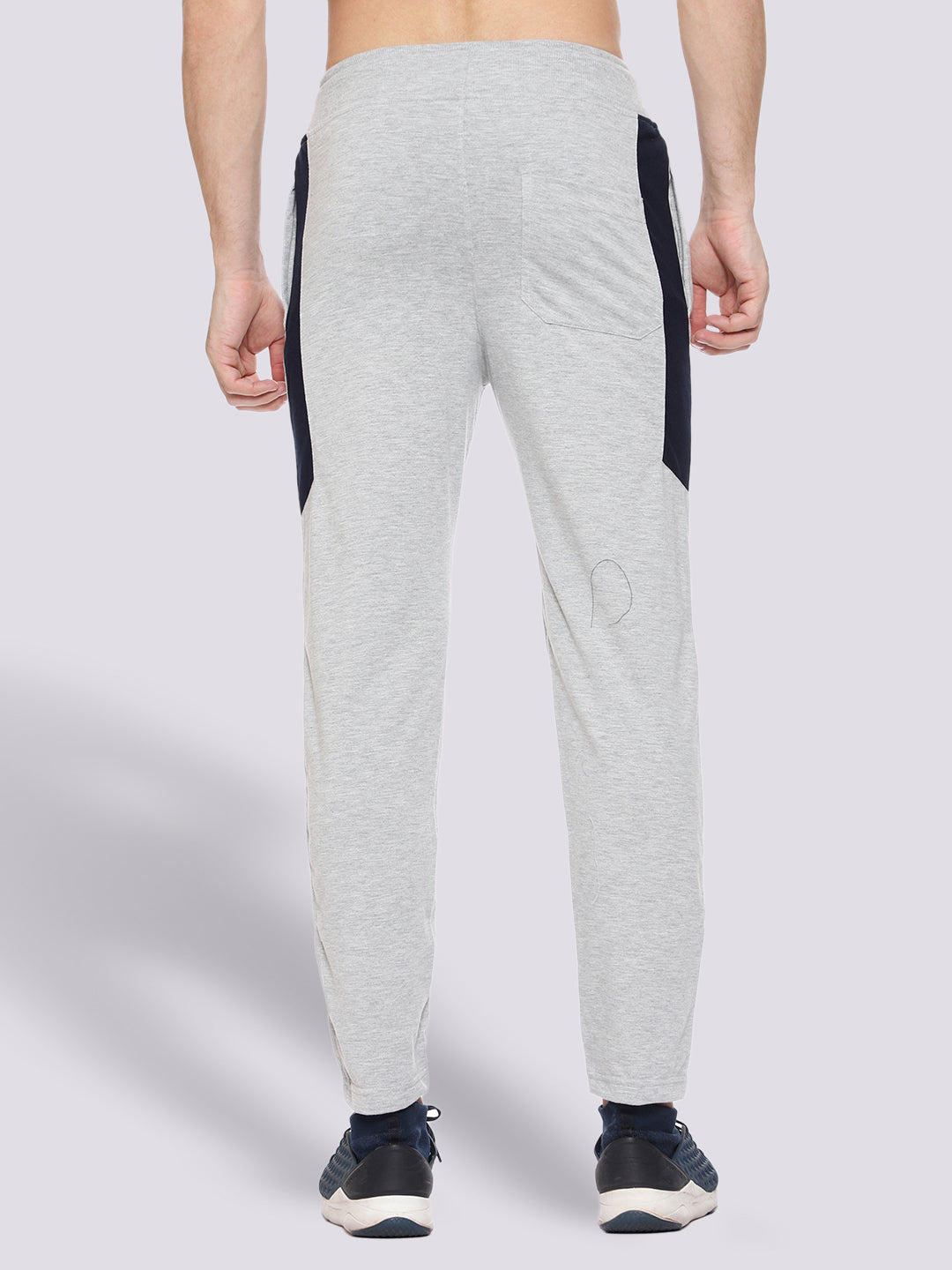 Grey Color-Blocked Cotton Track Pant for Men.