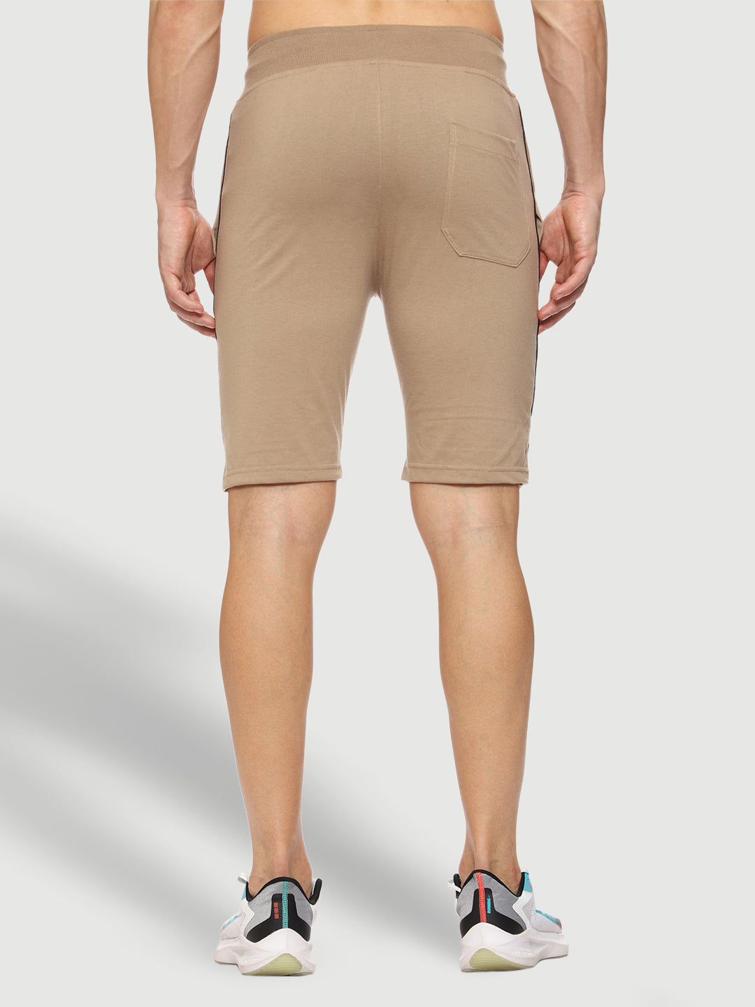 Side Piping Beige Shorts For Men