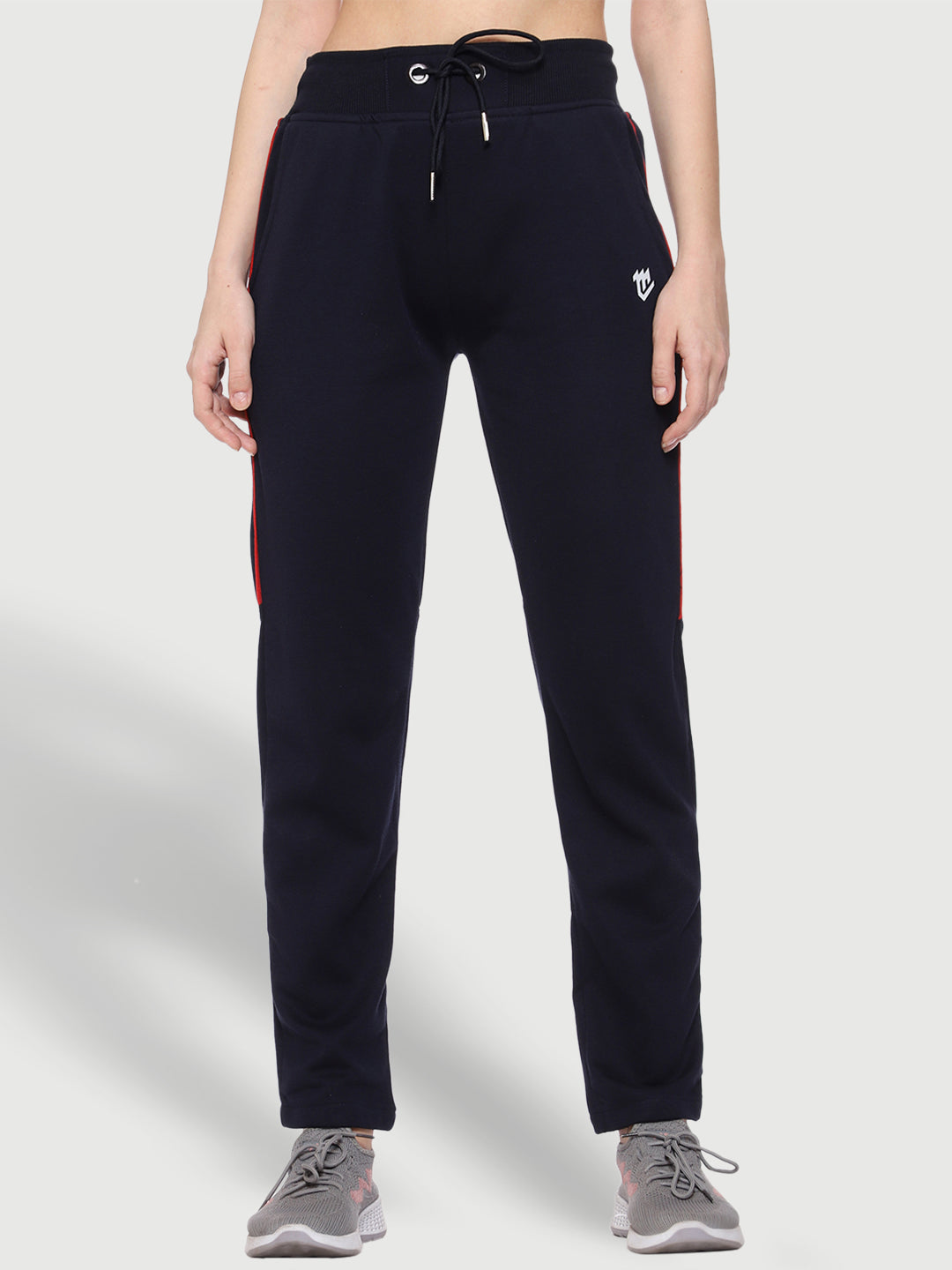 Stylish Striped Blue Cotton Track Pant For Women