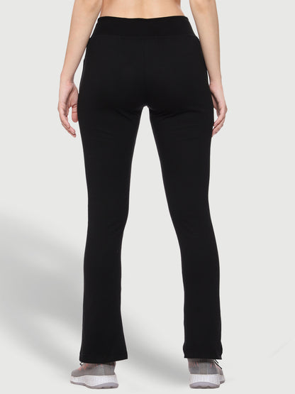 Bell Bottom Black Cotton Track Pant For Women