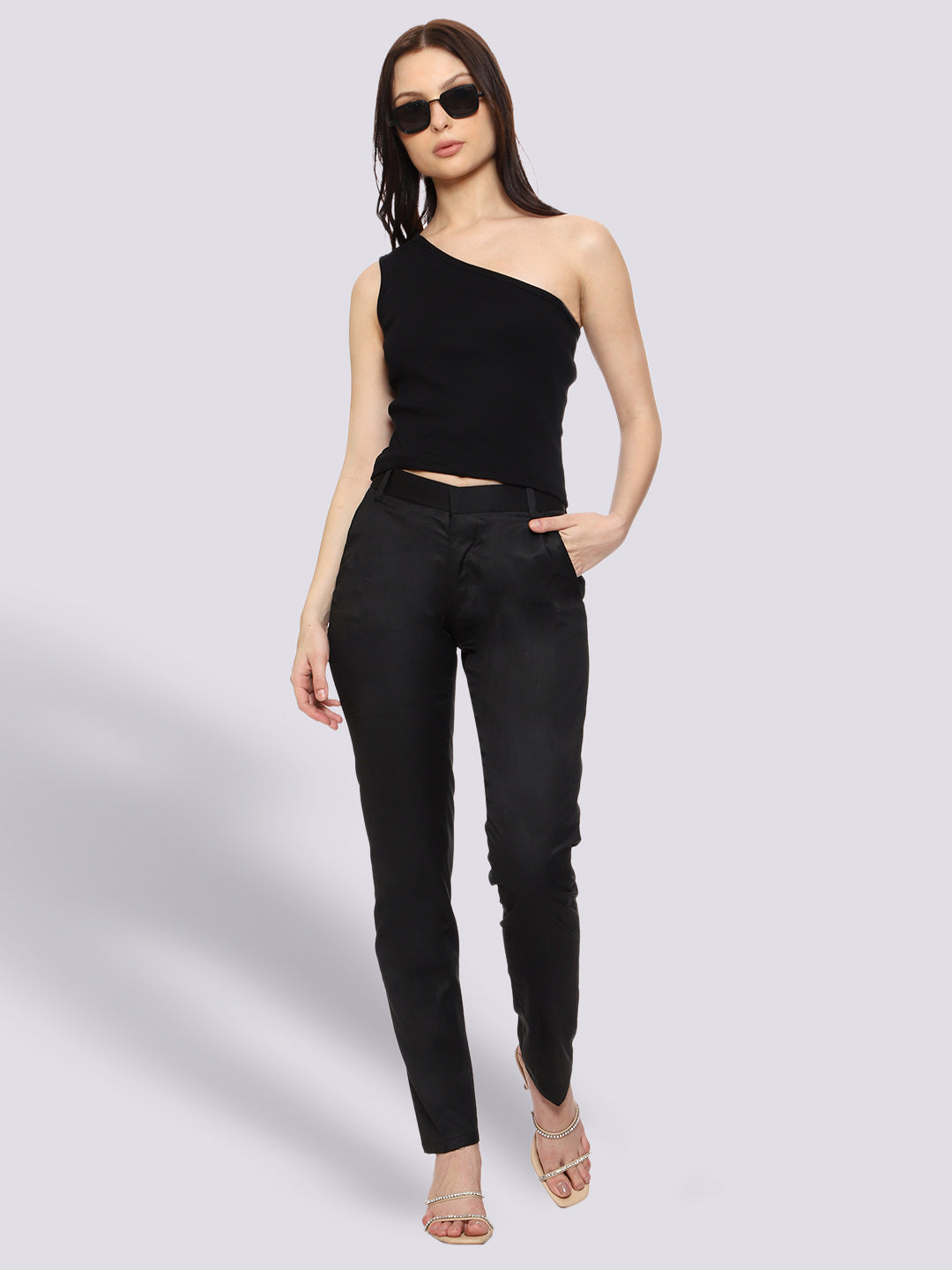Buy MARK LEUTE Women's Slim;Classic Formal Trousers (ML-LYCTR_Black_28) at